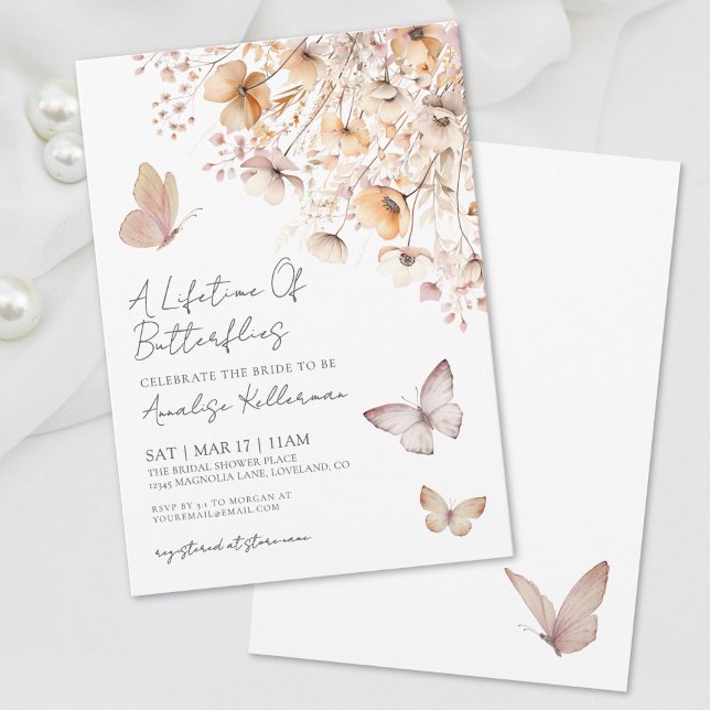 Butterfly Wildflowers Bridal Shower Invitation (Butterfly Wildflowers Bridal Shower Invitation)