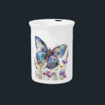 Butterfly & Wildflowers Water Pitcher<br><div class="desc">This lovely water pitcher is shown in white with a lovely butterfly and wildflowers watercolor print. 
Customize this item or buy as is.</div>