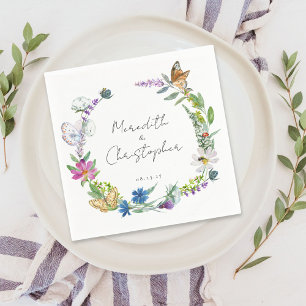 Butterfly Wildflowers Wedding Napkins