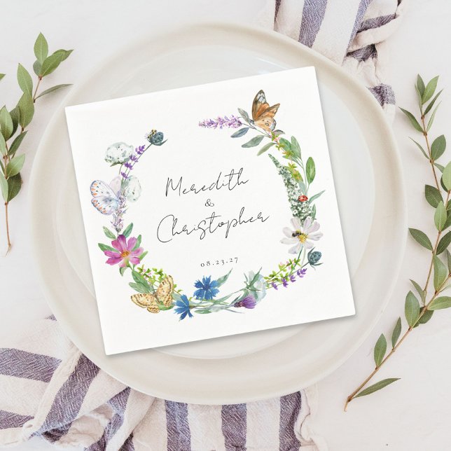 Butterfly Wildflowers Wedding Napkins (Creator Uploaded)