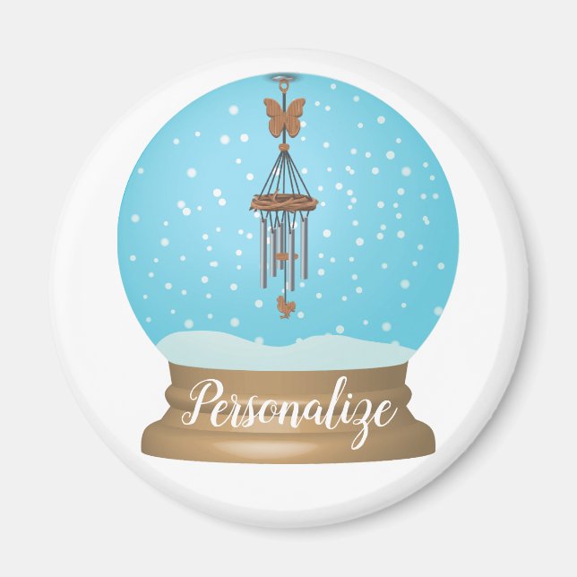 Butterfly windchime snow globe  magnet (Front)