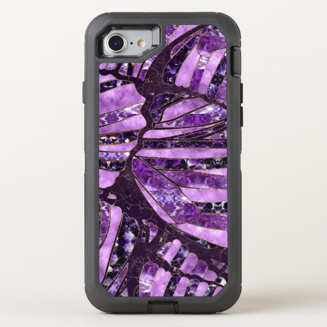 Butterfly wing pattern - Amethyst and Gold Texture Otterbox iPhone Case (Back)