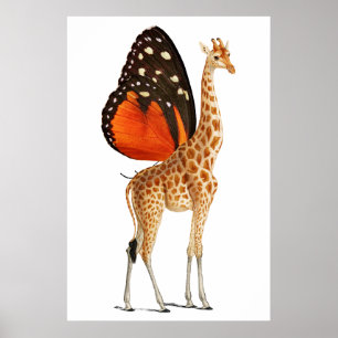 Butterfly winged giraffe poster