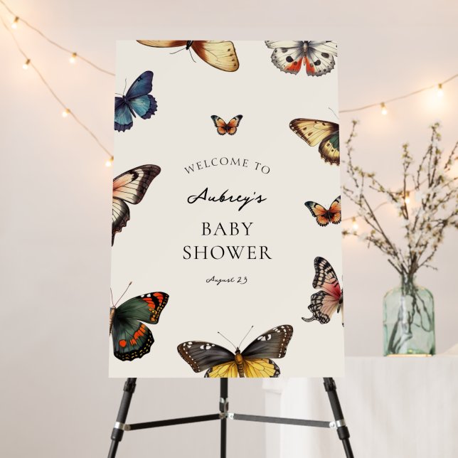 Butterfly Wings Baby Shower Welcome Sign (In Situ (Stand))