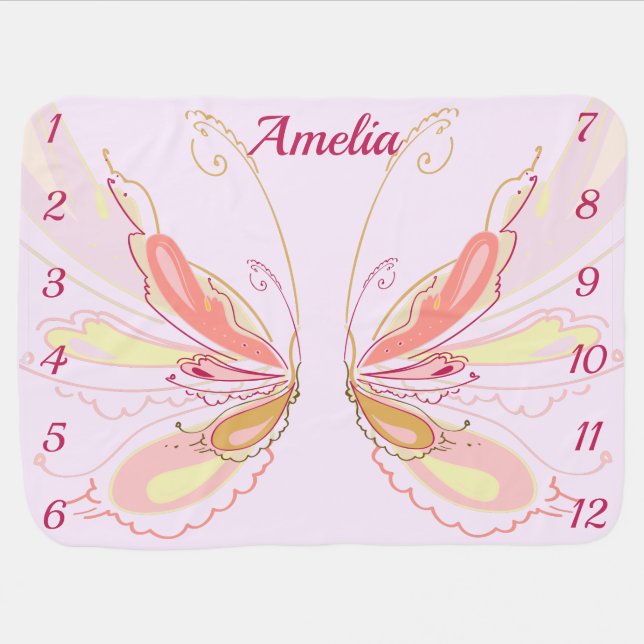 Butterfly Wings Milestone Baby Blanket (Horizontal)