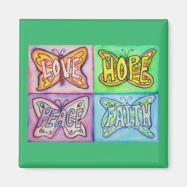 Butterfly Wings Word Art Inspiration Fridge Magnet (Front)