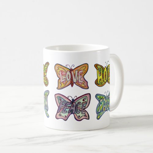 Butterfly Wings Word Art Inspirational Coffee Cup