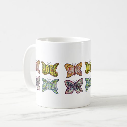Butterfly Wings Word Art Inspirational Coffee Mug 