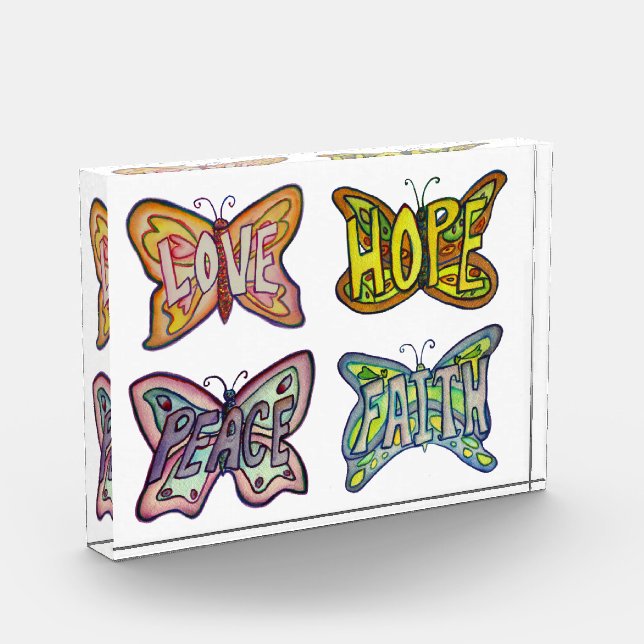 Butterfly Wings Word Art Paperweight Award (Left)