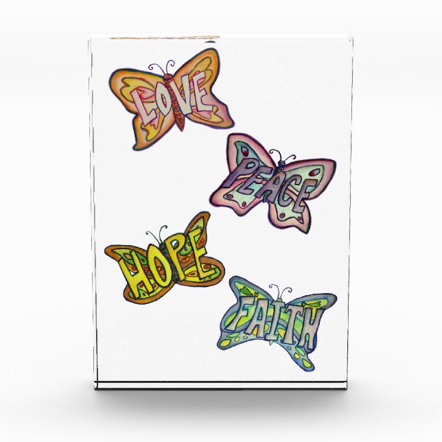 Butterfly Wings Word Art Paperweight Award (Front)