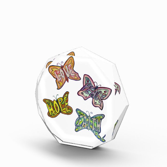 Butterfly Wings Word Art Paperweight Award (Right)