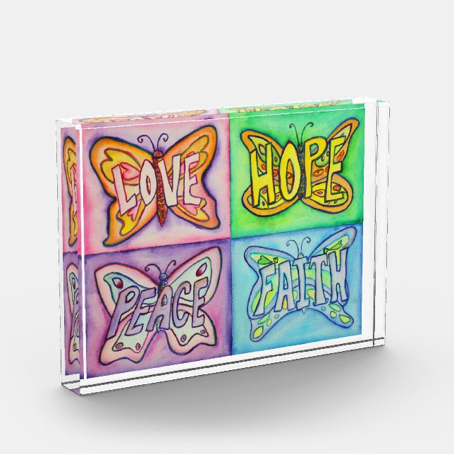 Butterfly Wings Word Art Paperweight Awards (Left)
