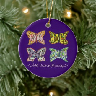 Butterfly Wings Word Art Pendant Ornaments