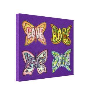 Butterfly Wings Word Art Wrapped Canvas Painting