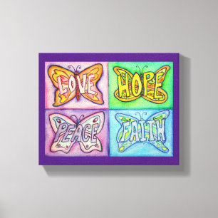 Butterfly Wings Word Art Wrapped Canvas Painting Print