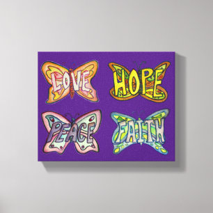 Butterfly Wings Word Art Wrapped Canvas Painting Print