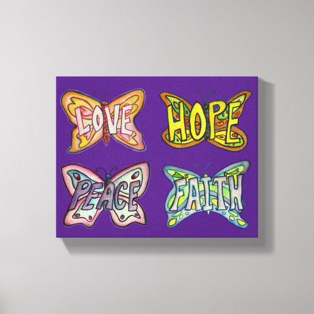Butterfly Wings Word Art Wrapped Canvas Painting Print (Front)