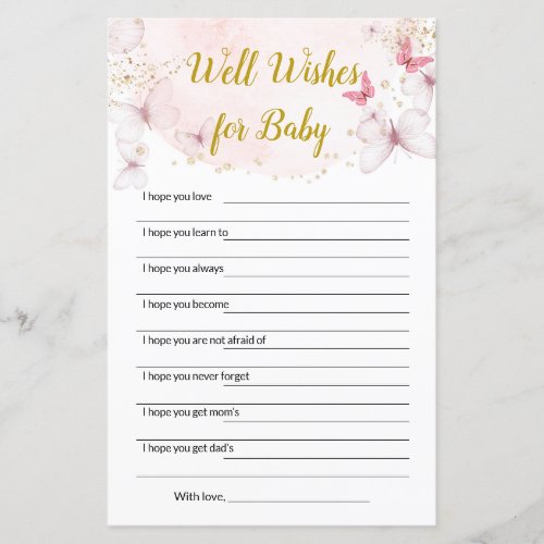 Butterfly Wishes for Baby Baby Shower  Games