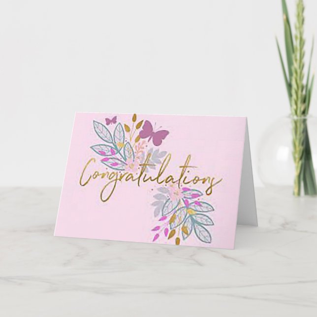 “Butterfly Wishes” Wedding Note Card (Front)