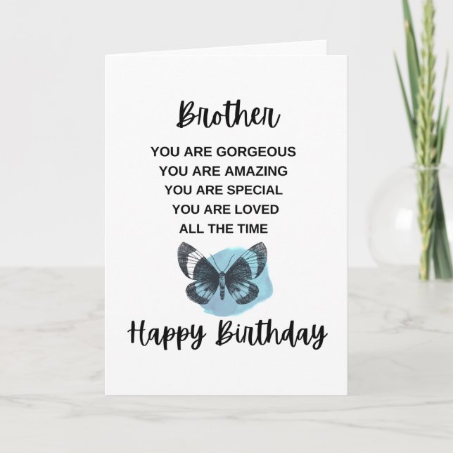 Butterfly With Birthday Message For Your Brother Card (Front)