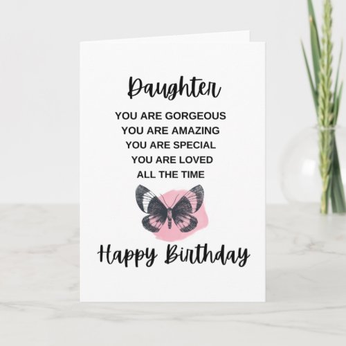 Butterfly With Birthday Message For Your Daughter Card