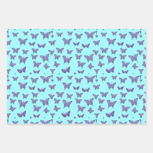 Butterfly with Blue Backgound Wrapping Paper Sheets