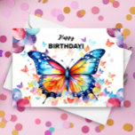 Butterfly with Brightly Colored Balloons Birthday  Card<br><div class="desc">Celebrate a special birthday with our enchanting Butterfly Birthday Card. This delightful card features a vibrant and colorful butterfly soaring alongside cheerful balloons, creating a joyful and whimsical scene that's sure to bring a smile to the recipient's face. Featuring a watercolor illustration that bursts with vivid hues and intricate details....</div>