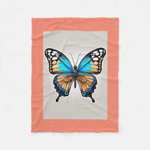 BUTTERFLY WITH COLORFULL   FLEECE BLANKET