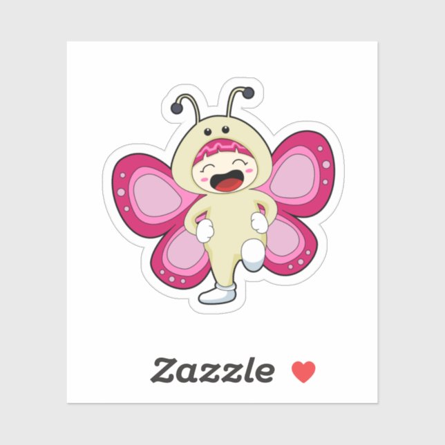 Butterfly with Costume Sticker (Sheet)