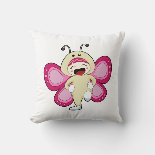 Butterfly with Costume Throw Pillow (Front)