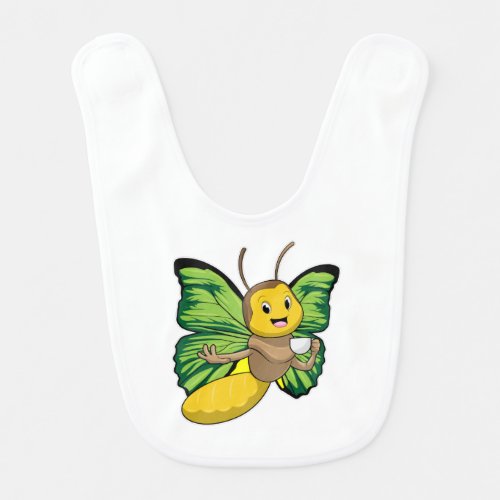 Butterfly with Cup of Coffee Baby Bib