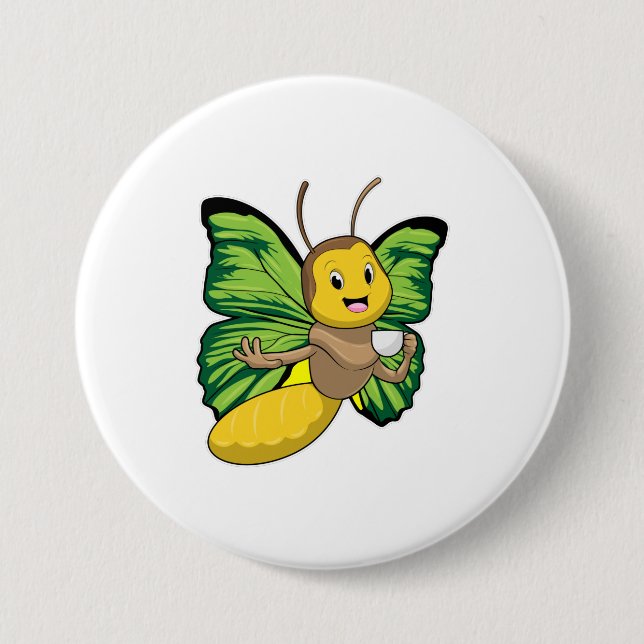 Butterfly with Cup of Coffee Button (Front)