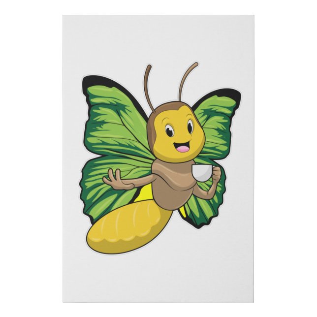 Butterfly with Cup of Coffee Faux Canvas Print (Front)