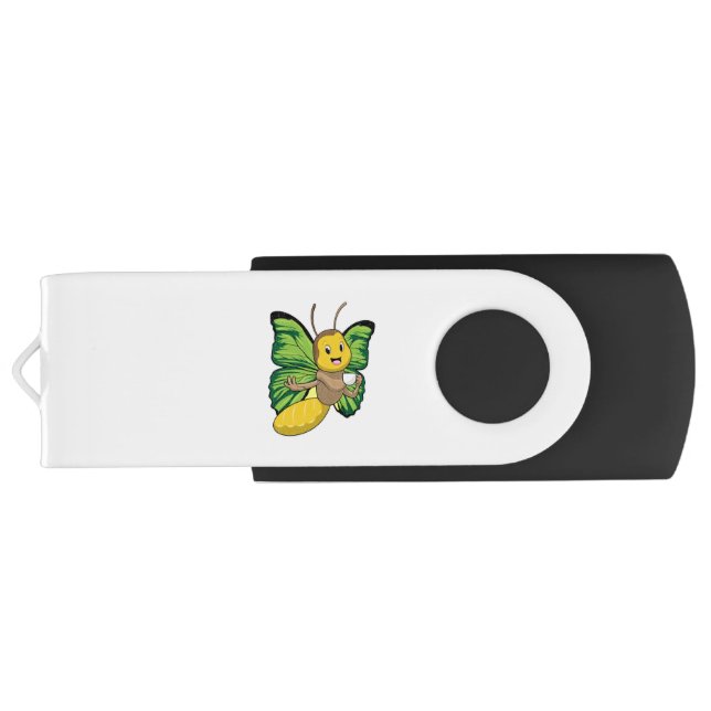 Butterfly with Cup of Coffee Flash Drive (Back)