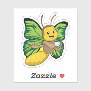 Butterfly with Cup of Coffee Sticker