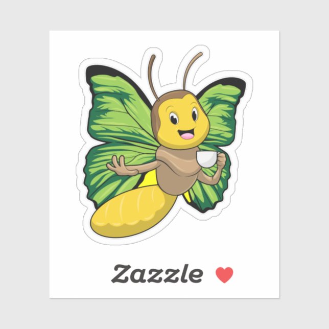 Butterfly with Cup of Coffee Sticker (Sheet)