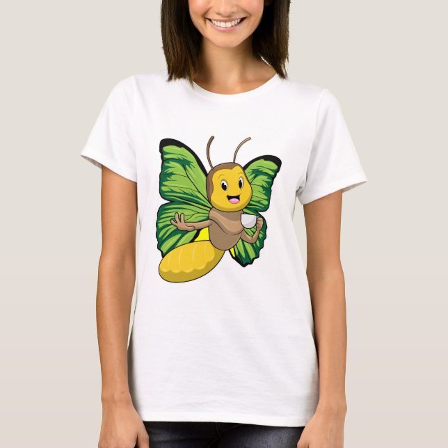 Butterfly with Cup of Coffee T-Shirt (Front)