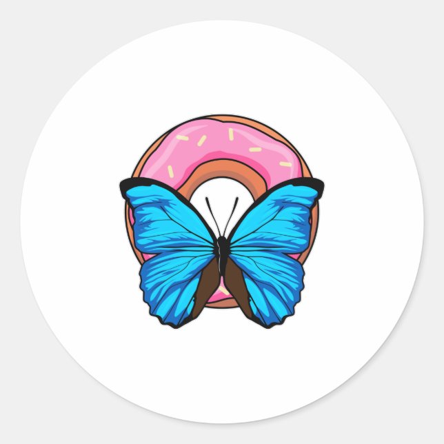 Butterfly with Donut Classic Round Sticker (Front)