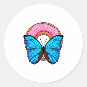 Butterfly with Donut Classic Round Sticker