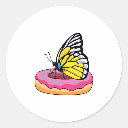 Butterfly with Donut Classic Round Sticker