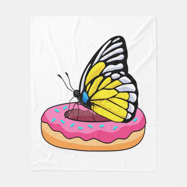 Butterfly with Donut Fleece Blanket (Front)