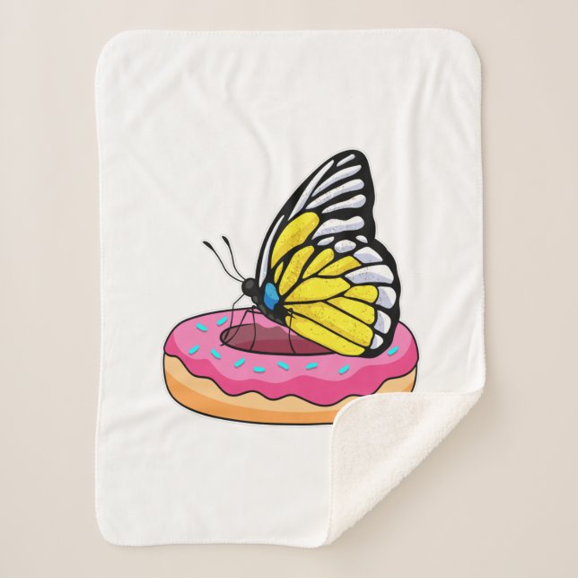 Butterfly with Donut Sherpa Blanket (Front)