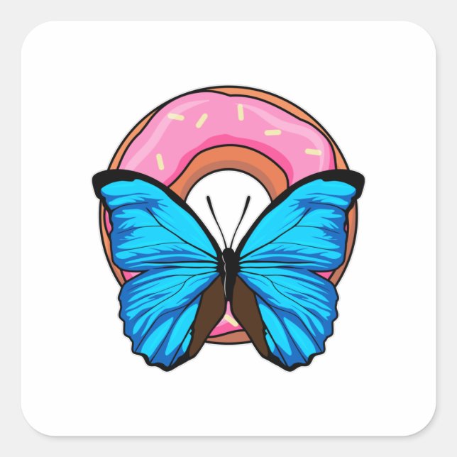 Butterfly with Donut Square Sticker (Front)