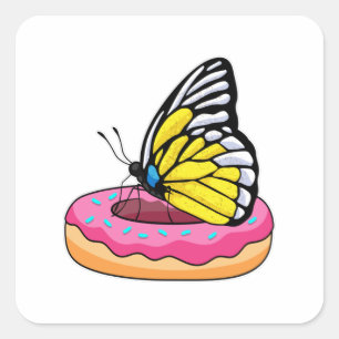 Butterfly with Donut Square Sticker