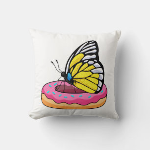 Butterfly with Donut Throw Pillow