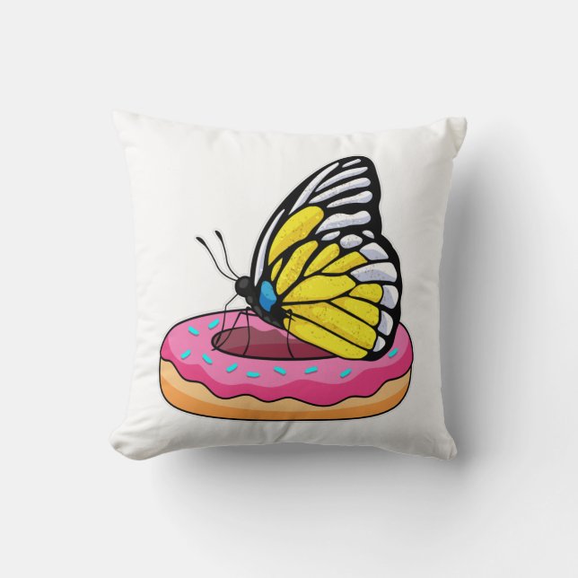 Butterfly with Donut Throw Pillow (Front)