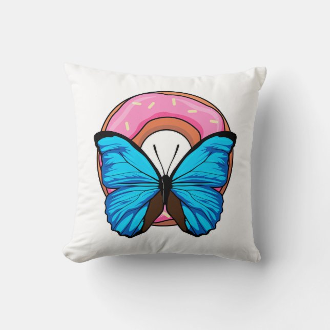Butterfly with Donut Throw Pillow (Front)