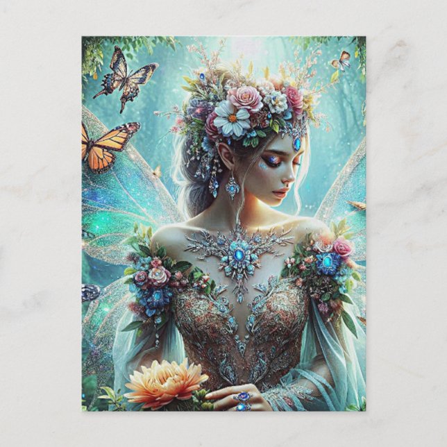 Butterfly with Fairy Tapestry Postcard (Front)