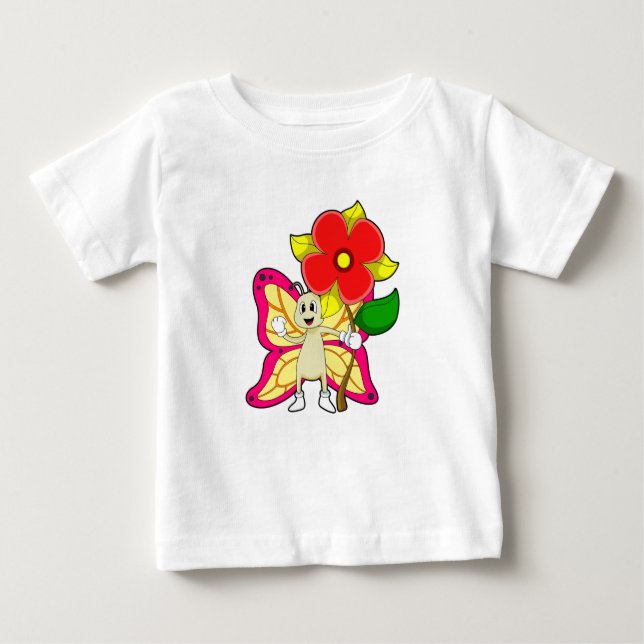 Butterfly with Flower Baby T-Shirt (Front)