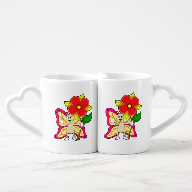 Butterfly with Flower Coffee Mug Set (Front Nesting)